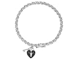 Black Diamond Heart Bracelet 1/10 Carat (ctw) in Sterling Silver