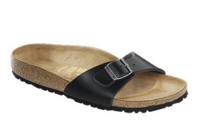 Birkenstock slippers Madrid from Leather in Aviator Black with a narrow insole