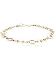 14k Italian Yellow Gold Multi Circle and Mirror Chain Bracelet, 7" + 0.5" Extender