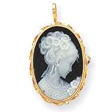 14k Porcelain Black Cameo Pendant/Pin