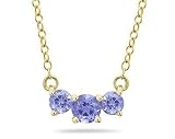 1.00 CTW Tanzanite Three Stone Pendant Necklace 14K Yellow Gold