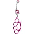 Pink Brass Knuckle Belly Ring