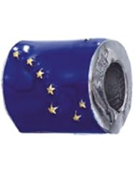Genuine Zable (TM) Product. 925 Sterling Silver Alaska Flag Bead Charm. 100% Satisfaction Guaranteed.