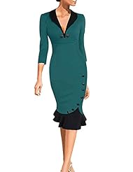 Sexy V-neck Vintage Lace Cocktail Knee Length Polyester/Spandex Elbow Length Sleeves Bodycon Dress/Party Dress/Wedding Dress 