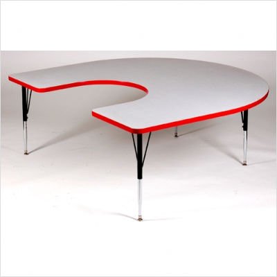 Picture of Correll Horseshoe Activity Table with Grey Granite Top color Red, Le Standard Leg A6066HOR-15-TP-35-XX-SL (Baby Activity Center)