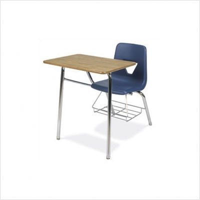2000 Series Chair Desk Combo with Bookrack and Hard Plastic Desktop Desk Color: Grey Nebula, Frame: Chrome, Seat Color: Graphite