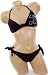 Cute Bathing Suit Sexy Crowned Skull Graphic Black 2 pc Halter Bandeau Tie Side Bikini Swimsuit
