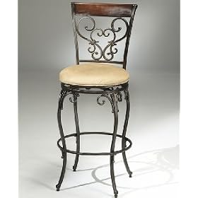 Click here to buy Hillsdale Knightsbridge Swivel Bar Stool Wood and Metal Back by Furniture.