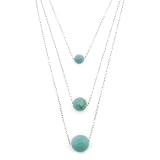 Sterling Silver Faceted Turquoise Beaded Triple Strand Necklace, 18
