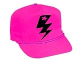 Neon Lightning Bolt Star Nylon Boardwalk Cap Hat 80's