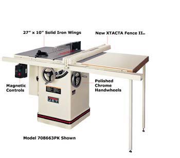 Jet 708663RXK JTAS-10XL50-1XLK Saw 3HP, 1Ph, XACTA With Let-Tilt w/50' Fence, XACTA Lift and Fence