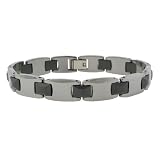 Men's Tungsten and Black Ceramic Link Bracelet, 8.50