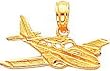 14K Gold Airplane Pendant