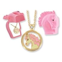 Horse Crystal Necklace With Pony Velour Hinged Gift Box Horse Crystal Necklace With Pony Velour Hinged Gift Box