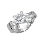 Sterling Silver Engagement Ring with Clear CZ - Size: 6-9