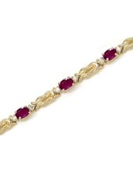 14k Yellow Gold Natural Ruby And Diamond Tennis Bracelet