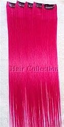 Hair Collection-18" Hot Pink 100% Human Hair Clip in on Extensions - 1.75"widex5pcs