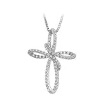 14K White Gold 1/4 ct. Diamond Cross Necklace -16''