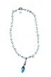 Anklet - A49 - Sized to Fit - Swarovski (tm) Crystal Beads ~ Aqua with Hi-Heel Mule Charm