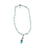 Anklet - A49 - Sized to Fit - Swarovski (tm) Crystal Beads ~ Aqua with Hi-Heel Mule Charm