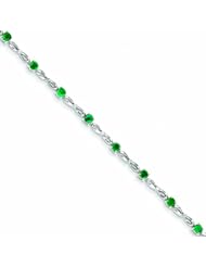 Genuine 14K White Gold White Gold Diamond And Emerald Bracelet 4 Grams Of Gold 100% Satisfaction Guaranteed.