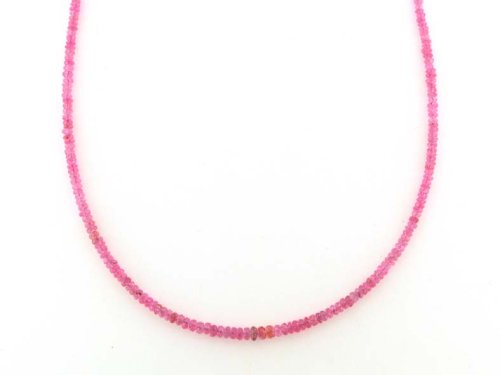 14k Yellow Gold 2-4mm Faceted Rose Spinel Beaded Necklace, 17.5
