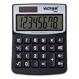Victor 1000 8-Digit Mini-Desk Calculator, Dual Power, 3-1/4 x 4-1/4 x 1-1/4, Black (VCT1000) Category: Basic Calculators