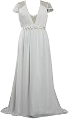 Sexy V-neck Crystal  Sheer  Cap Sleeves Chiffon  Dress With Rhinestones and a Sash  and Pearls