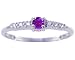 14K Yellow or White Gold Petite Round Gemstone and Diamond Promise Ring-Amethyst-full, half sizes from 5-8.5