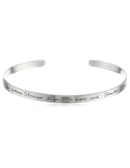 Sterling Silver Cuff Bracelet with Inspirational Message, "You are braver than you believe, stronger than you seem and smarter than you think." 7"