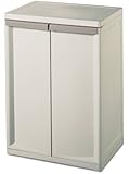 Sterilite 01408501 2-Shelf Cabinet with Putty Handles, Platinum