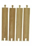 Wooden Train Railway System - Spare Long Straight Track x 4 (Compatible with leading wooden rail systems) - Wooden Toy