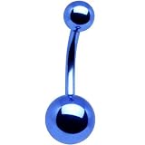 Blue Electro Titanium Belly Ring -3/8