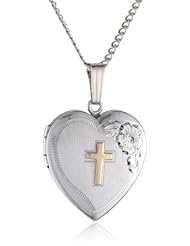 14k Yellow Gold Plated Sterling Silver Heart Locket Cross