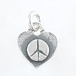 Double Sided Heart Pendant with Peace Symbol in Sterling Silver, #8405