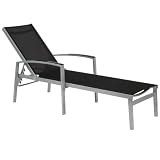 Transat Chaise longue ALU et TEXALINE NOIR 6 positions réglables