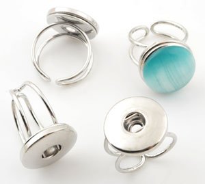 Metall Ring silberfarben verstellbar für Chunks Drucknöpfe Easy Button