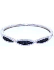 Silver Black/White CZ Bangle