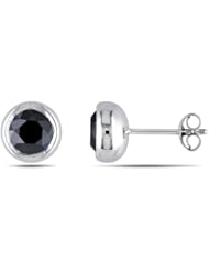 Sterling Silver Black Diamond Earrings (2 Cttw)