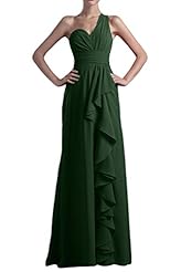 Natural   Waistline Floor Length One Shoulder  Chiffon Prom Dress/Party Dress  With Ruffles