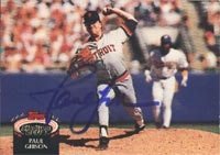 Paul Gibson, Detroit Tigers, 1992 Stadium Club Autographed Card