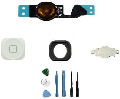 Sellicase© iPhone Home Button Assembly with Flex Cable Ribbon + Tools for (Iphone 5 White)