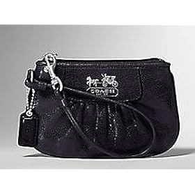 AUTHENTIC COACH MADISON SMALL LEATHER WRISTLET 41977 (Black/Silver)