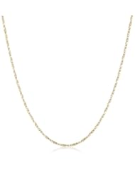 Duragold 14k Yellow Gold Polished Twisted Box Chain Necklace (1mm ), 16"