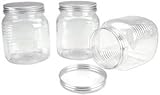 Making Memories Storage Jars Large 3/Package, Clear Plastic/Metal Lids 30 Ounces