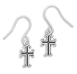 Oxidized Cross Children's Earrings on French Wire