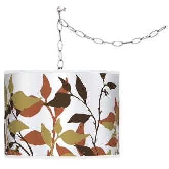 Leaf Dance Giclee Swag Style Plug-In Chandelier