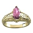 14K Yellow Gold Pink Tourmaline and Diamond Ring