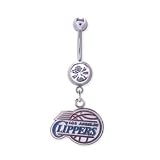 Los Angeles Clippers 316L Stainless Steel Belly Ring with Cubic Zirconia - 14G - 5/8 Inch Bar Length - Sold Individually