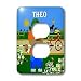 SmudgeArt Male Child Name Design - Decorative Bear Wearing Overalls with the name Theo - Light Switch Covers - 2 plug outlet cover